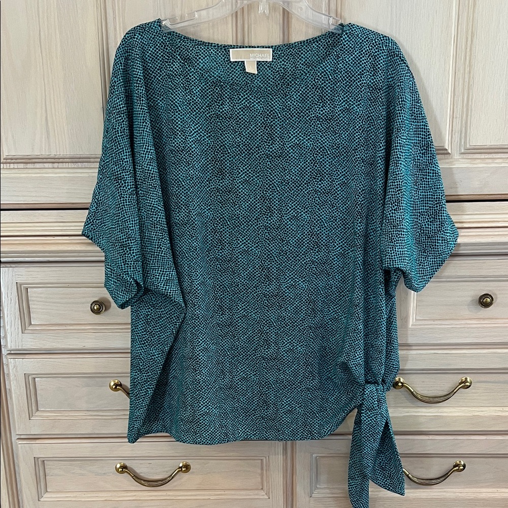 MICHAEL Michael Kors Teal Side Tie Blouse